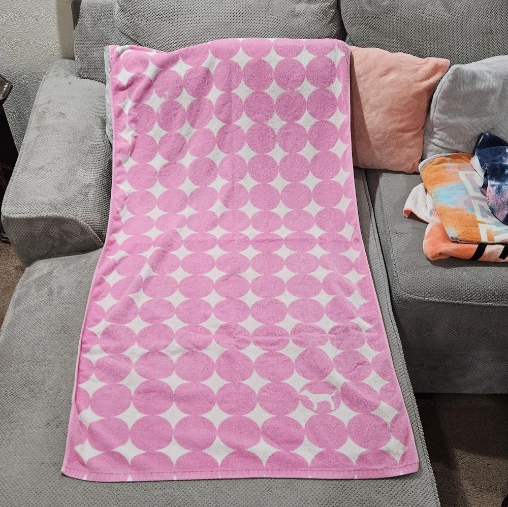 4pc Vintage Victoria's Secret VS PINK Beach Towel Bundle Dog Crest Tie dye Dots